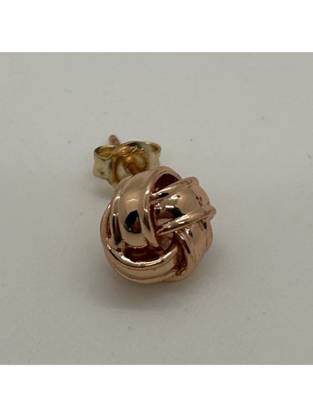 Rose Gold Tone Love Knot Stud Earrings Post Minimalist Classic Fashion READ - Picture 3 of 9